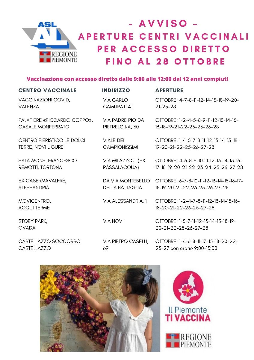 Calendario centri vaccinali