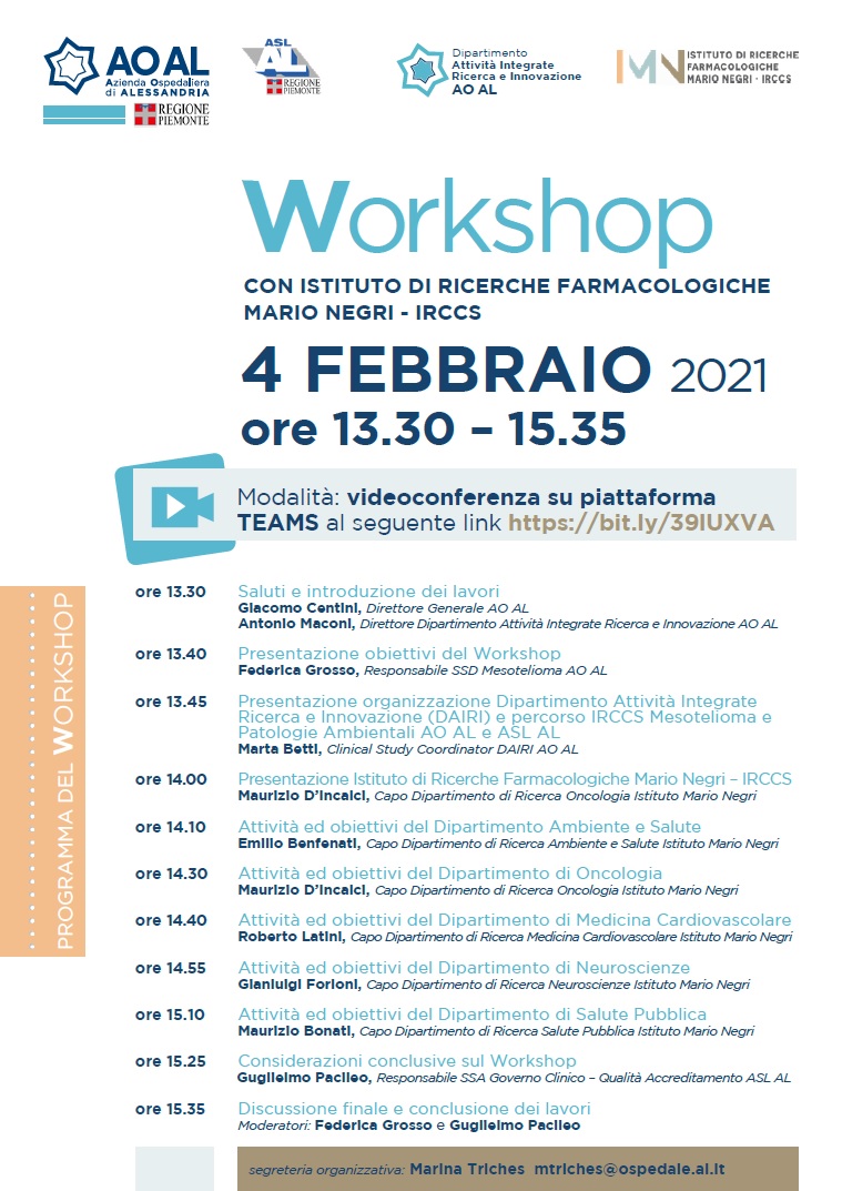 Programma workshop 4 febbraio
